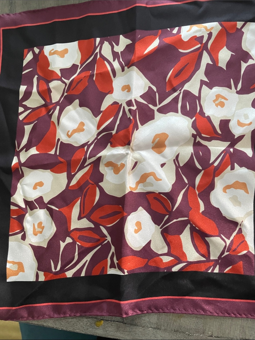 Joseph Abboud Floral Silk Square in Plum, Red & Ivory